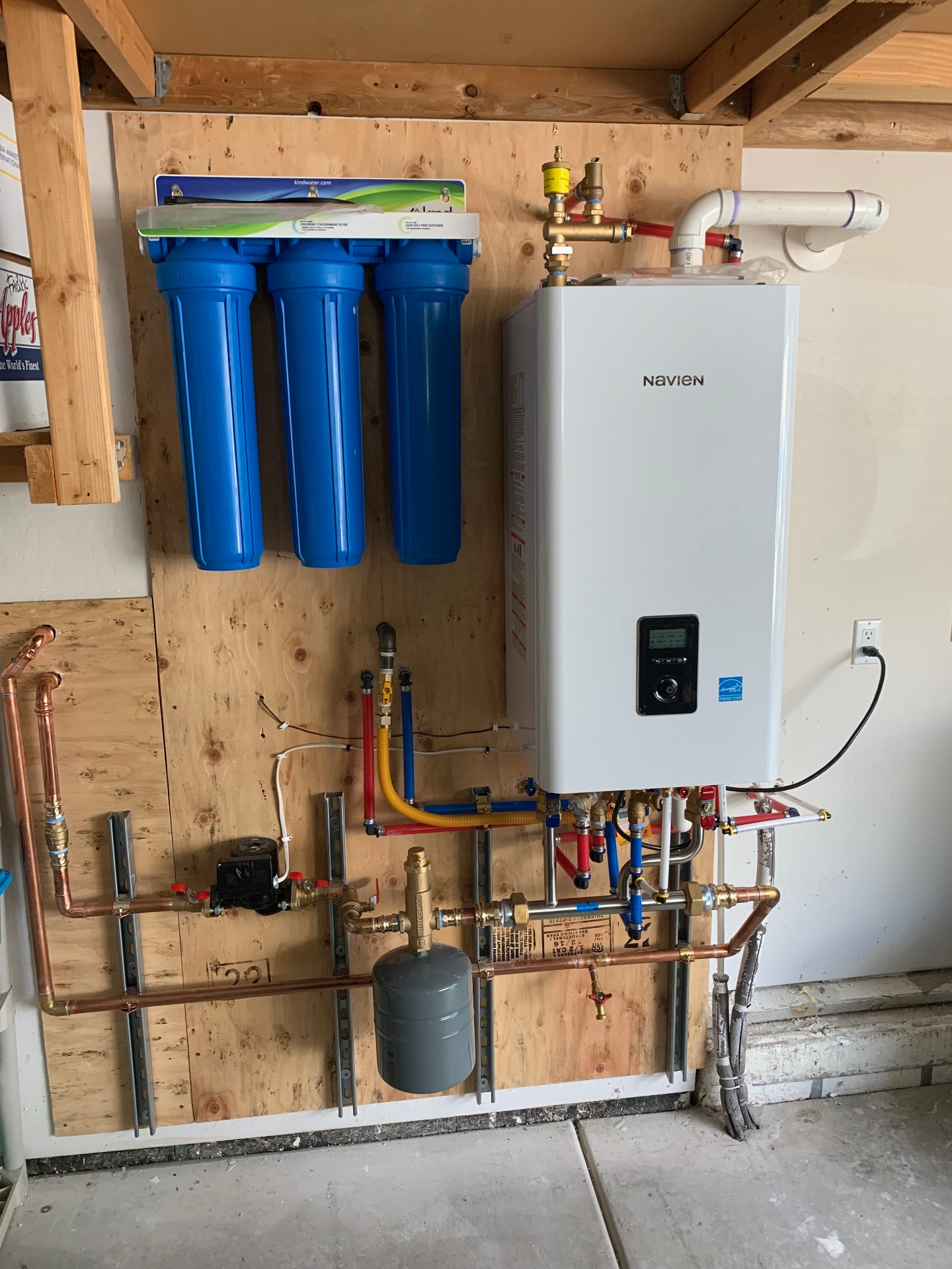 Navien boiler with whole-home water filtration
